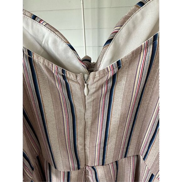 Hot Miami Styles pinstripe strappy jumpsuit flutter sleeves slit legs medium - Picture 10 of 13